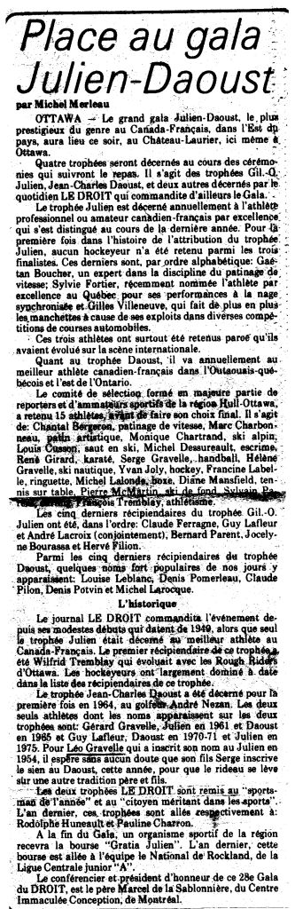 Place au Gala Julien D'Aoust